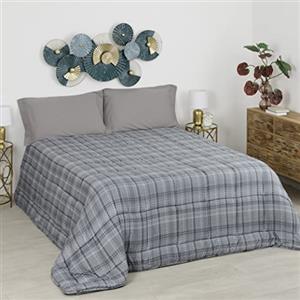 Baroni Home Trapunta Invernale in Ecopiuma, Piumone 350 gr/mq caldo e morbido, Anallergica, Antiacaro e Traspirante, Pied de Poule Grigio, Matrimoniale 260x260 cm