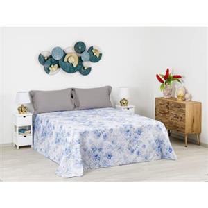Baroni Home Trapuntino Copriletto Primaverile Estivo in Microfibra, Trapunta Estiva Matrimoniale 250x250 cm - Fiori Blu