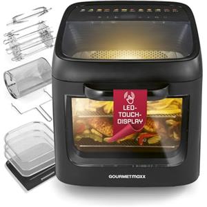 GOURMETmaxx Forno ad aria calda con tetto panoramico e finestra frontale, 12,5 l, friggitrice ad aria calda con 9 funzioni, friggitrice ad aria calda e mini forno in 1 | per max. 8 persone |