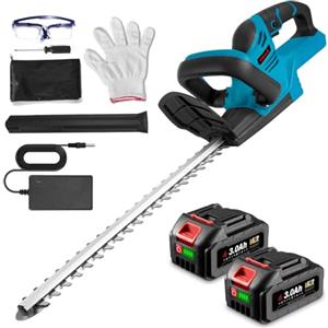 ONEVAN tagliasiepi a batteria, 22 pollici taglia siepi da giardino elettrico con 2 batterie da 3.0 Ah, lunghezza di taglio 56 cm, distanza tra i denti 15 mm, tagliabordi senza fili forbici tagliaerba