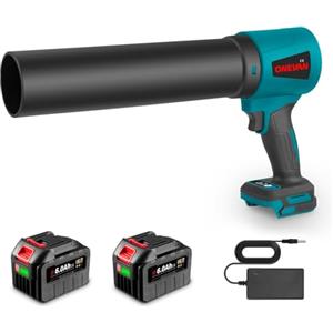 ONEVAN soffiatore a batteria, 648km/h soffiatore turbo senza spazzole con 2 batterie da 6,0 Ah e caricabatterie, potenza di soffiaggio 2 kg, soffiatore foglie elettrico soffia foglie, neve, ghiaia