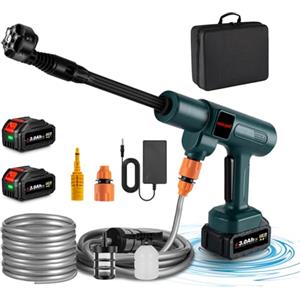 ONEVAN pistola idropulitrice a batteria, idropulitrice alta pressione portatile con 2 3.0Ah batteria, ugello 6 in 1, tubo da 5m, idropulitrice elettrica per la pulizia auto e giardino