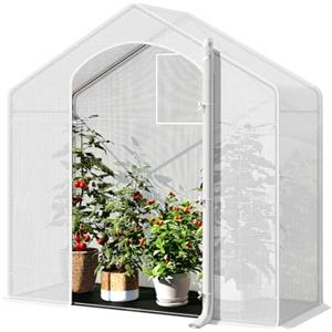 WOLTU Serra da Giardino con Porte Avvolgibili, Serra da Balcone con Base in tessuto PE nero, Telo per Serra in Rete PE 140g/m2, Serra per Piante Impermeabile, 4 Picchetti, 200x80x200cm, Bianco