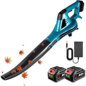 ONEVAN soffiatore a batteria, 350 km/h soffiatore foglie con 2 batterie 3000mAh, 6 velocità soffiatore elettrico aspirafoglie da giardino a batteria, per foglie giardino, trucioli legno