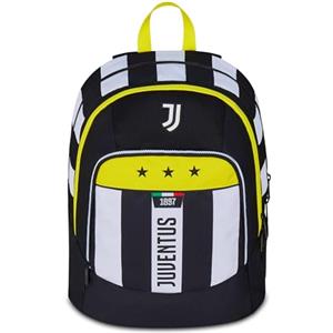 Seven Juventus Zaino Scuola Advanced, Bianco e Nero, Doppio Scomparto e Tasca per Borraccia, 29 L,Scuola Elementare, Zaino Bambino Calcio