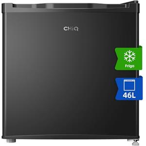 CHiQ Mini frigorifero 46 litri, 47x44,7 cm, frigorifero da tavolo con portabottiglie, scomparto refrigerato, termostato regolabile, silenzioso, per dormitorio, cucina, soggiorno, colore scuro