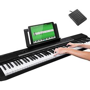 Bakaji Tastiera Musicale Pianola Elettronica 88 Tasti Semi Pesati Pianoforte Multifunzione con 140 Ritmi 6 Strumenti Musicali Funzione Split Twinova Ingresso AUX USB + Leggio e Pedale