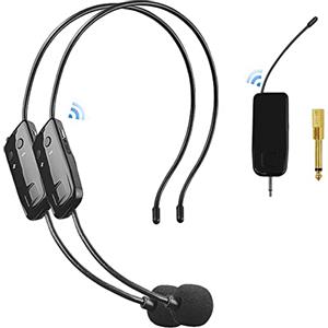 HUACAM 2,4G Microfono Wireless Archetto, 2 in 1 Microfonico Wireless Professionale,Trasmissione 50 metri, 3,5 e 6,35 mm, Per Amplificatore Vocale, Altoparlanti, Sistema PA