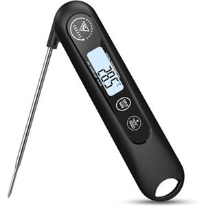 DOQAUS Termometro da Cucina Digitale, Termometro Alimenti Lettura Istantanea con Pieghevole Sonda Lunga, Termometro Alimentare per Carne Barbecue Vino Latte Liquidi Cibo Olio Frittura