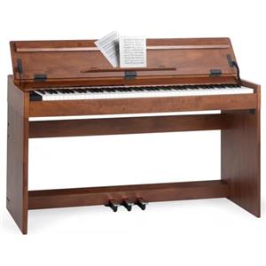 BAKAJI Tastiera Musicale Elettrica con 88 Tasti Pesati con Meccanica a Martelletto e 3 Pedali, Pianoforte Musicale Elettrico con 600 Ritmi e 80 Brani Integrati, Attacco per Cuffie, USB, MIDI (Marrone)