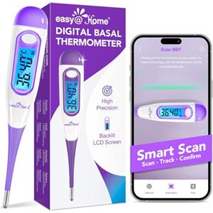 Easy@Home Termometro Basale Digitale Easy@Home Test Ovulazione Alta Precisione con Intervallo 1/100° e Funzione Memoria per il Monitoraggio dell'Ovulazione con gratuita APP Premom