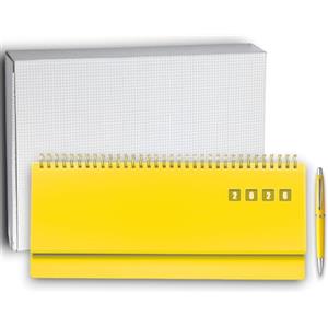 KORAT Agenda Planning Settimanale 2026, 12 Mesi 30x15 cm Rigida e Spiralata - Genosha, Calendario, Penna Inclusa e Astuccio, daily planner, Copertina Matra, con Spirale Metallica (Giallo)