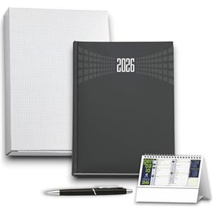 KORAT Agenda RIstorante 2026 Giornaliera - Lisbona, Formato A4 Copertina Rigida Matra, 576 Pagine Multilingue, Interno a 2 Colori con Rubrica, Dizionario Gastronomico, Day Planner (Nero)