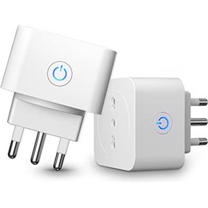 ANTELA Presa Wifi Italiana 16A 3680W, Monitoraggio energetico Intelligente Smart Presa, Protezione Sovraccarico, Timer e Regolazione del Programma, Compatibile con Alexa & Google Home, 2 Pezzi
