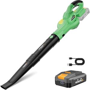 WORKPROX Soffiatore per Foglie 20V con Batteria, Flusso d'Aria Potente 222KM/H, Capacità 290 M³/H, Soffiatore per Giardinaggio