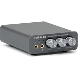 Fosi Audio K5 Pro Amplificatore per Cuffie, DAC USB C con Uscita 3,5 mm/RCA, Ingresso Microfonico/Ottico/Coassiale/USB Type C, Gaming DAC AMP Hi-Res per PS5/PC/MAC