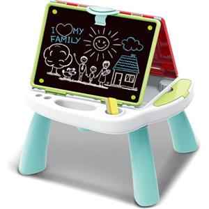 BAKAJI Lavagna 4 in 1 con Lavagnetta a Gessetti Cancellabile e Magnetica con 2 Lati e Scomparti per Accessori, Gioco Educativo per Sviluppo Abilità Creative e Artistiche dei Bambini, Idea Regalo