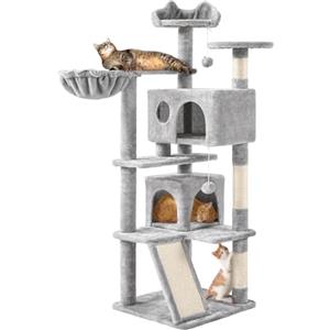 Yaheetech Albero Tiragraffi per Gatti Gioco Giocattolo per Gatti in Sisal Naturale 49 x 49 x 144,5 cm Grigio Chiaro