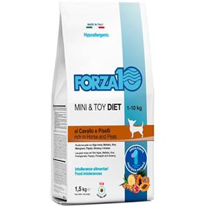 Sanypet Forza 10 Mini & Toy Diet al Cavallo e Piselli Crocchette per Cani con Intolleranze Alimentari Alimento Secco per Cani 1,5 kg