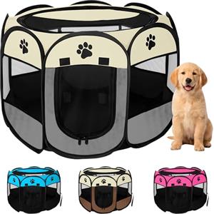 JUPPLIES Recinto Pieghevole per Cani e Gatti - Box Portatile in Tessuto Oxford Impermeabile, per Cuccioli e Animali da Interno o Esterno, Montaggio Rapido Senza Attrezzi (Grigio, 73x73x43cm, 8)