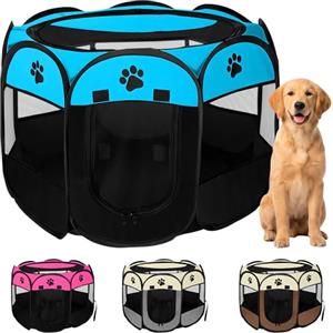 JUPPLIES Recinto Pieghevole per Cani e Gatti - Box Portatile in Tessuto Oxford Impermeabile, per Cuccioli e Animali da Interno o Esterno, Montaggio Rapido Senza Attrezzi (Blu, 86x86x58cm, 8)
