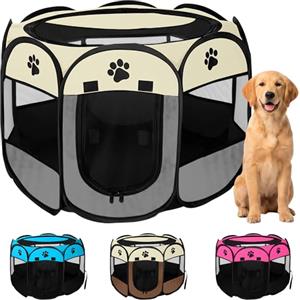 JUPPLIES Recinto Pieghevole per Cani e Gatti - Box Portatile in Tessuto Oxford Impermeabile, per Cuccioli e Animali da Interno o Esterno, Montaggio Rapido Senza Attrezzi (Grigio, 86x86x58cm, 8)