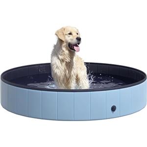 Pawhut Piscina Pieghevole per Cani in PVC, Azzurro, 160x30cm (Ã˜xH)