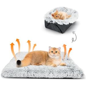 Nobleza 2 in 1 Cuccia per Gatti, Letto per Gatti Cani Pieghevole Peloso, Cuccia Gatto Interno Morbido Antiscivolo Lavabile, Adatto a Gatti Cani di Piccola e Media Taglia, Grigio, 60 x 50cm
