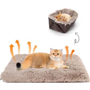 Nobleza 2 in 1 Cuccia per Gatti, Letto per Gatti Cani Pieghevole Peloso, Cuccia Gatto Interno Morbido Antiscivolo Lavabile, Adatto a Gatti Cani di Piccola e Media Taglia, Marrone, 60 x 50cm