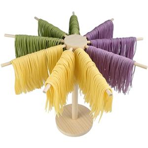 DRERIO Essiccatore Pasta Fresca Pieghevole - Legno Base con 9 Bracci Rimovibili, Riutilizzabile,stendipasta per Casa, Cucina, Gift