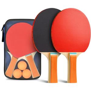 Flintronic Set Racchette Ping Pong Professionale - 2 Racchette, 3 Palline, Borsa Portatile - Tennis da Tavolo per Allenatori, Amatori, Principianti