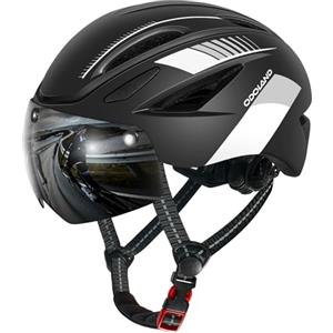 Odoland Casco da bici per adulti con occhiali magnetici staccabili, casco da ciclismo per mountain bike, casco MTB leggero certificato per uomini e donne - massimo comfort per chi porta gli occhiali