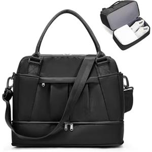 SEAFEW Borsone da Viaggio,Bagaglio a Mano 40x20x25 Ryanair Borsa da Viaggio con Scomparto per le Scarpe,Borsa da Cabina Ryanair 40x30x20 Borsa Sportiva Borsone da Palestra da Weekend,L1-Nero