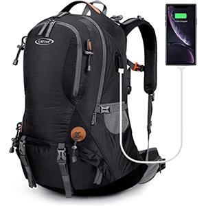 G4Free Zaino da trekking impermeabile da 50 l, con copertura antipioggia, per alpinismo, viaggi, campeggio, trekking, sport all'aria aperta, per uomo e donna, Nero, L