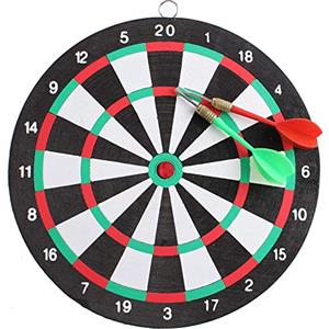 BAKAJI Dart Game Gioco Tirassegno Tiro al Bersaglio Bifacciale con 2 Freccette in Metallo Installazione alla Parete Doppia Modalità di Gioco Diametro 24 cm Gioco di Abilità