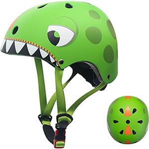 Wdmiya Casco da Bicicletta, da Scooter, BMX, da Skater a Dinosauro, Regolabile per Bambini Unisex 2-5 Anni (50-54 cm)…