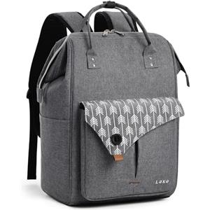 Lekesky Zaino Donna, Multiuso Zaino Porta PC Donna 15.6 Pollici con Borsa Antifurto, Impermeabile Backpack Lavoro Laptop Elegante per Viaggio, Ufficio, Università, Grigio