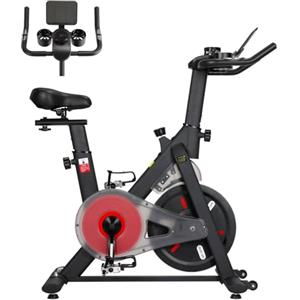 LIFERUN Cyclette con resistenza regolabile, 0-100% resistenza magnetica, silenziosa bicicletta con monitor LED, supporto per tablet, per allenamento cardio, a casa, fino a 120 kg