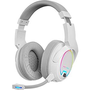 Mars Gaming MHW-100 Bianco, Cuffie Wireless ARGB Flow, Microfono ENC Rimovibile, Ultraleggero, ENC Attivo + Cancellazione Passiva Rumore, Compatibilità Universale