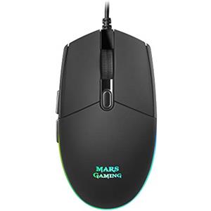 Mars Gaming MMG, Mouse Gaming Compatto 3200 DPI RGB Flow, Switch Meccanici HUANO, Design Leggero Antiscivolo, 6 Pulsanti, Windows/Linux/Mac/PS4/PS5/XBOX ONE/XBOX SERIES X-S, Nero