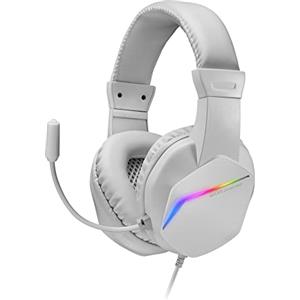 Mars Gaming MH122, Cuffie da Gioco Over Ear FRGB con Microfono, Suono HiFi, Cancellazione del Suono, Ultra Leggere, PS4 PS5 Xbox Switch Tablet Windows Mac, Bianco