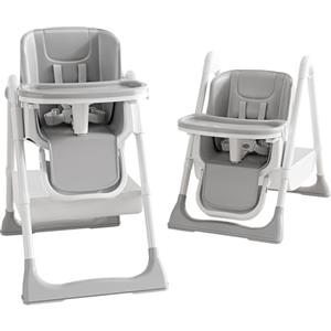 ONNWIN Seggiolone Pappa Portatile, Seggiolone Evolutivo con Vassoio Doppio Rimovibile, 4 Posizioni di Reclinazione e 5 Posizioni di Altezza Seggiolone per Bambini da 6-36 mesi