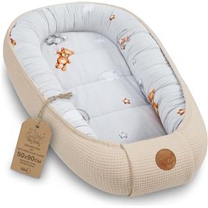 Totsy Baby Riduttore lettino neonato - 50x90cm nido baby nest antisoffoco culla pod cocoonababy confortevole cotone waffle babynest per neonati Orsacchiotti B