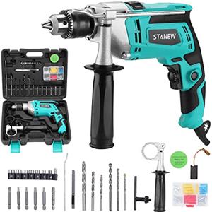 Stanew Trapano a percussione con filo 850W,STANEW manico rotante a 360°, dimensione pinza 0-13mm, per cemento, legno, acciaio