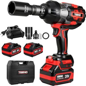 TEENO avvitatore a batteria senza fili Brushless, 3/4" Professional, Coppia Max 1600N.m, Rotazione Incudine 180° & Pivot Testa 90°, con 2 Batterie 4.0Ah & Caricabatterie, per Auto, Camion, Tosaerba