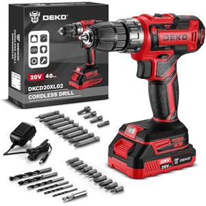 DEKOPRO Kit Trapano a Batteria: DEKOPRO 20V 30 Pezzi Avvitatore a Batteria 40N.m - Con Batterie e Caricabatterie Trapano Avvitatore Per Progetti Domestici, Fai da te