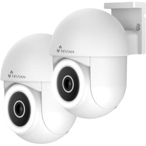 NIVIAN - Telecamera PTZ WiFi Mini 2K, 2,4 Ghz | Visione Notturna | Rilevamento di Movimento e Autotrasportamento | Esterno IP65 | Controllo App Tuya, Alexa e Google Home (2XNVS-IPC-0S4-L-MINI)