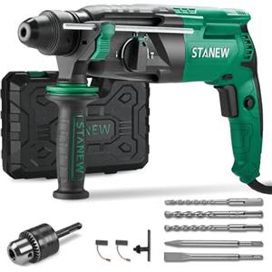 STANEW Martello Perforatore SDS Plus 950W, Martillo ligero 0-1150giri/min/5100BPM,4 funzioni e frizione di sicurezza, impugnatura girevole a 360°, velocità variabile, Calcestruzzo Acciaio, Legno