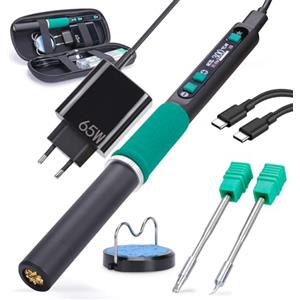 YIHUA 928D-IV Kit di Saldatore a Stagno con Porta Type-C, Riscaldamento Rapido con Cartuccia C235, Temperatura Regolabile da 90~450°C, Protocolli PD/QC/Adattivi,Display LCD e Copertura Multifunzionale