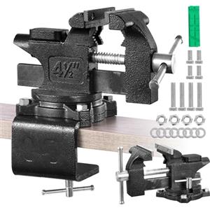 Teodute Morsa da Banco, 110 mm Morsa da Banco Professionale 270°, 2 in 1 Multiuso ad Alte Prestazioni Morsetto con Ganasce Morbide Multifunzionali, per Banchi da Lavoro